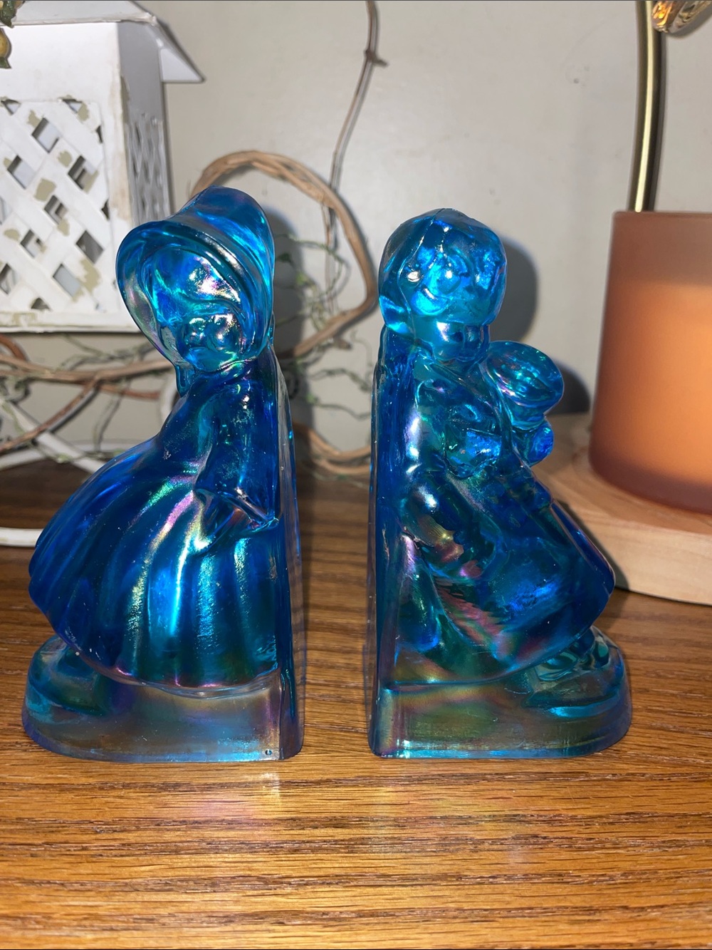Carnival glass bookends